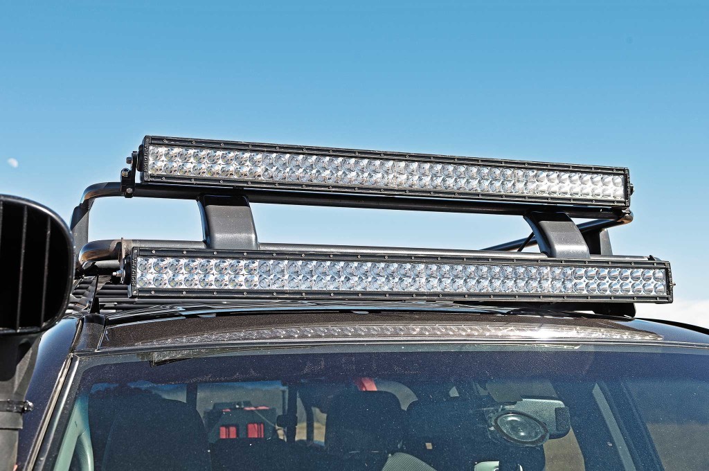 These Rigid Industries 38- and 40-inch E-Series LED light bars are configured in a spot-and-flood-light combination.