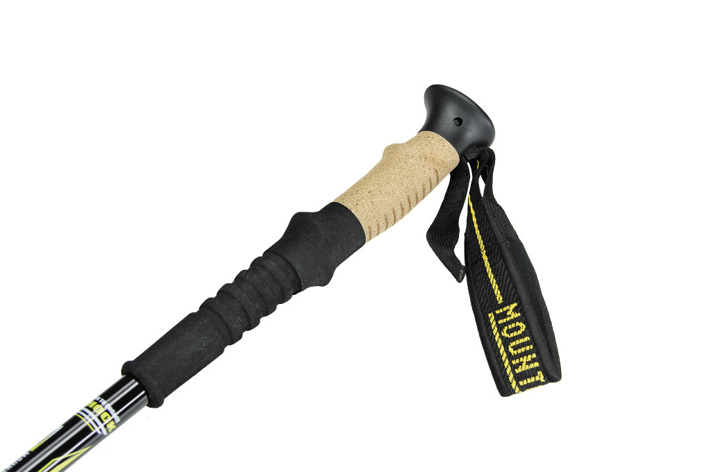 The Carbonlite Pro from Mountainsmith features molded cork grips on an EVA foam handle with adjustable neoprene wrist straps.