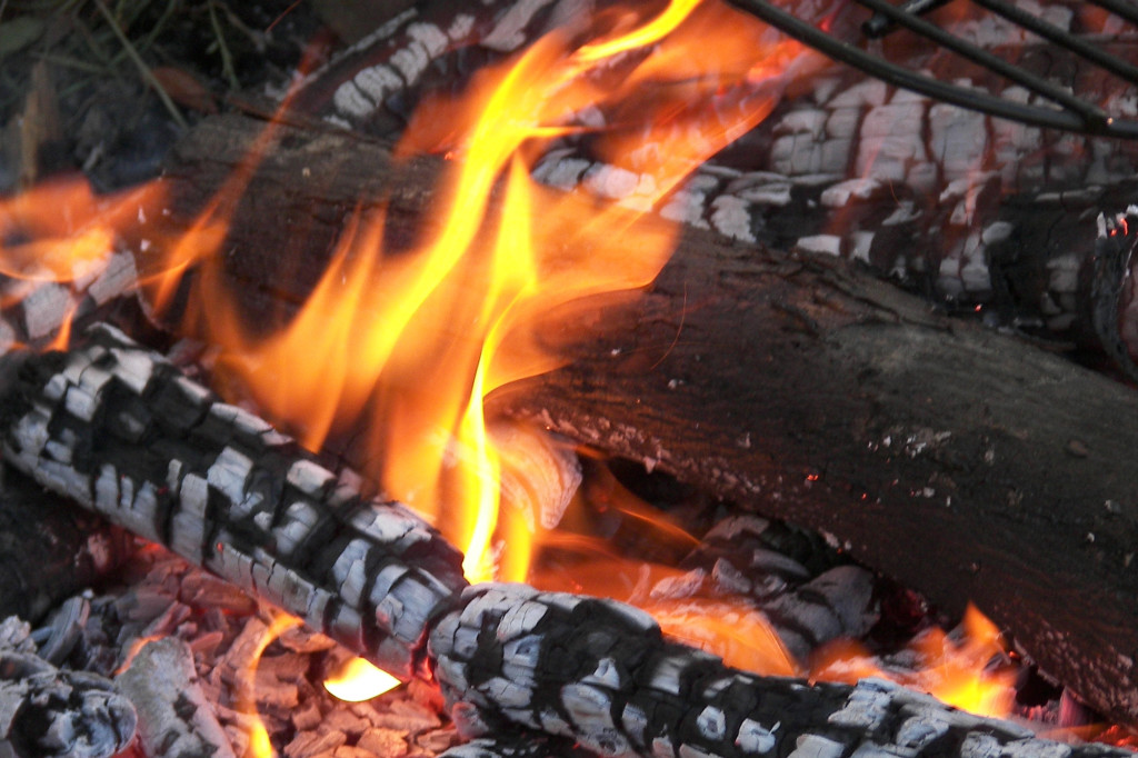 Splitting logs campfire 02