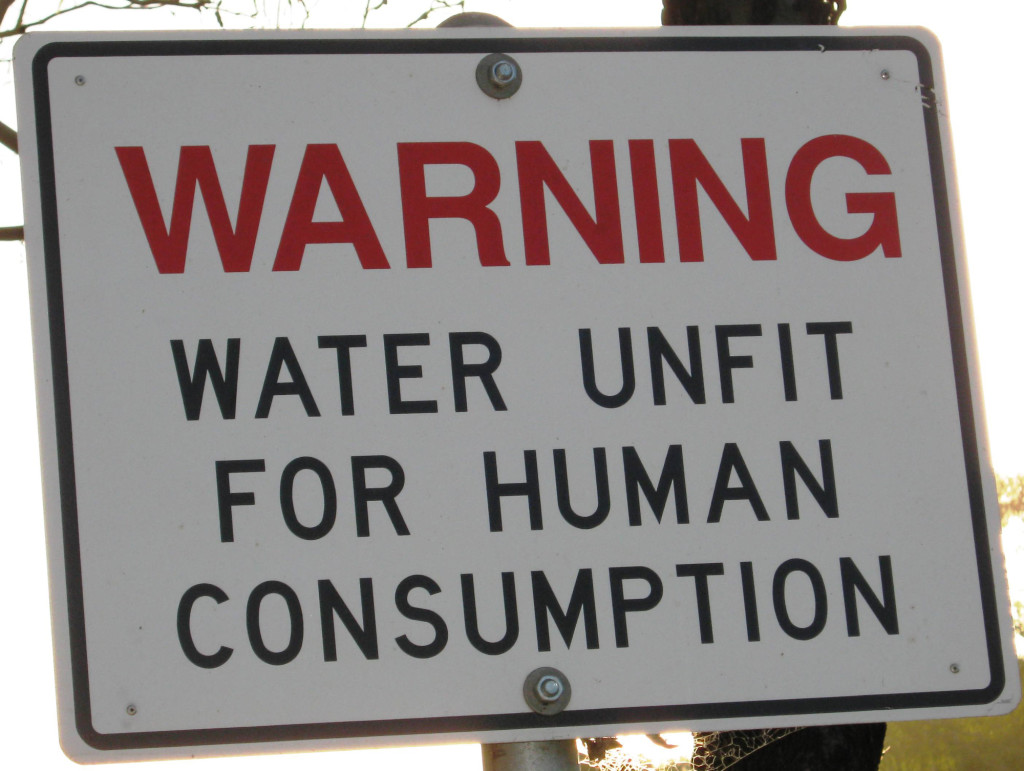 Water purification warning sign