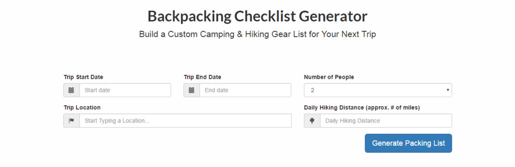 Backpacking gear checklist generator 1