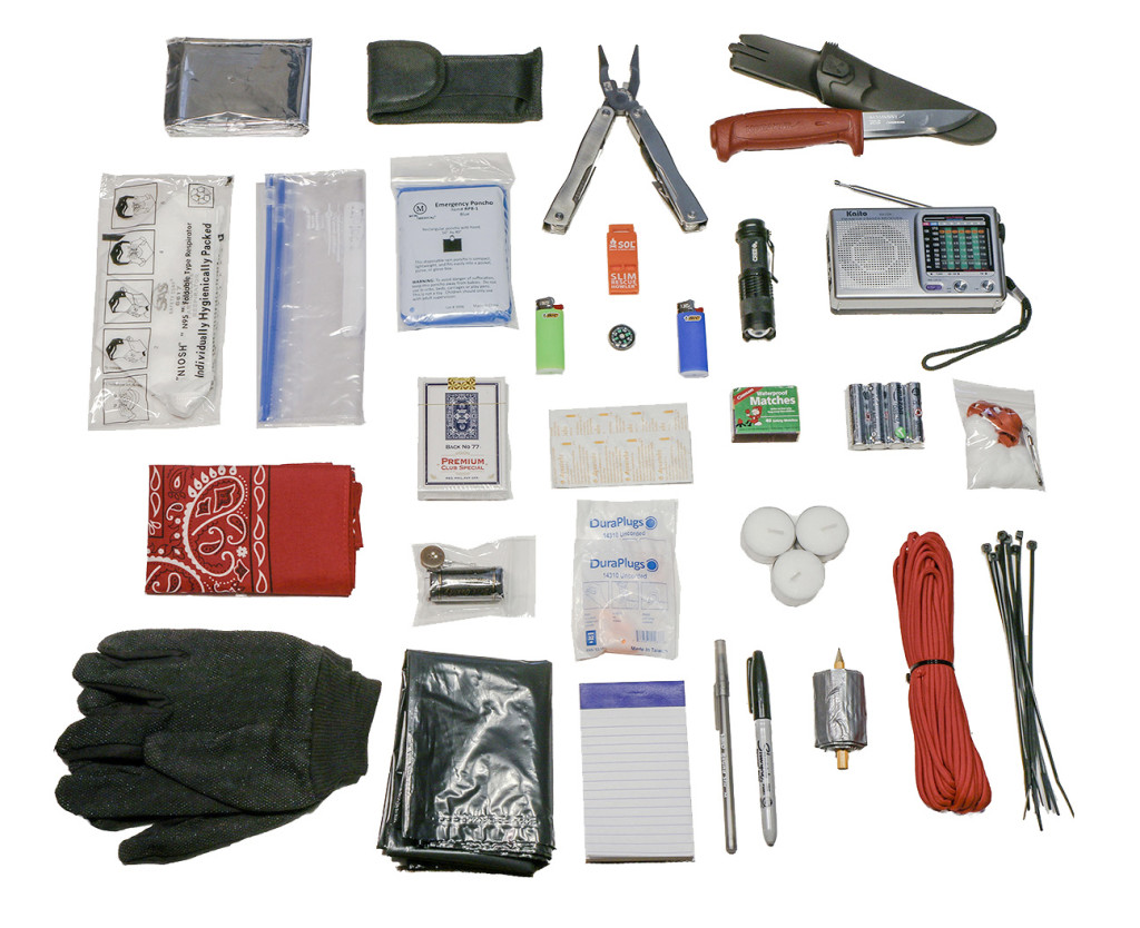 Here are some of the survival-related items contained in a Forcite kit.