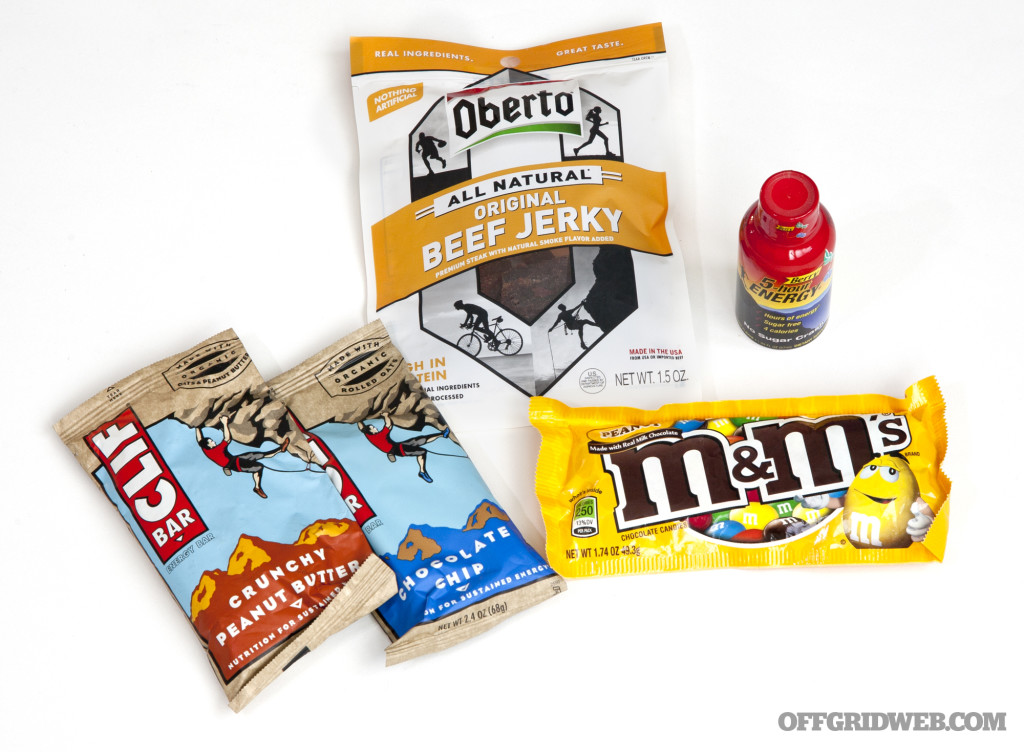 The contents of one of the bag's three Snack Packs.