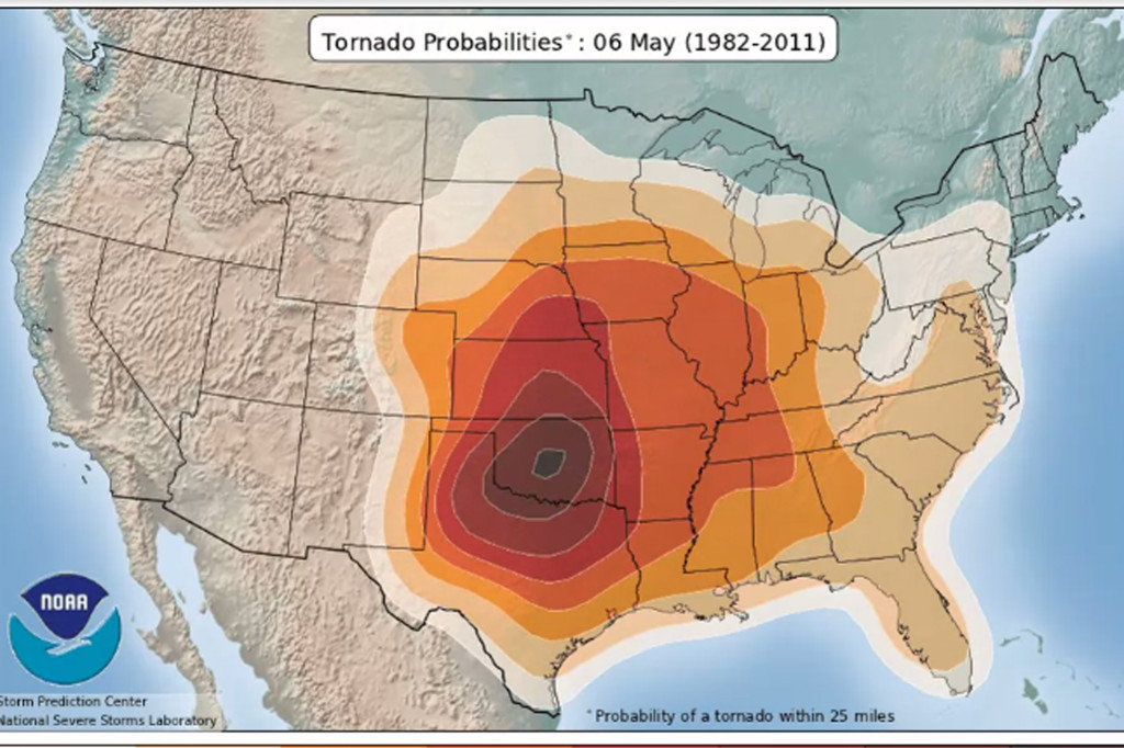 A still image from the tornado map animation. See the link below for the animated version.