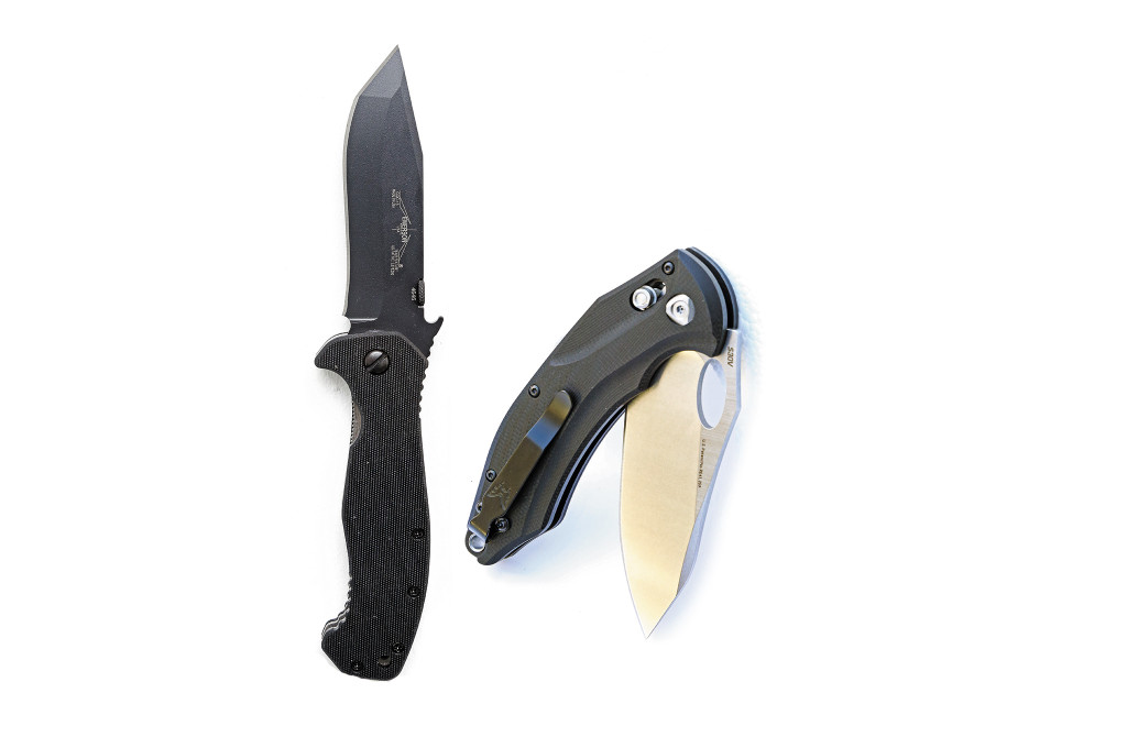 The Benchmade 808, right, and the Emerson CQC-15 are high-quality, everyday-carry knives that are also serious self-defense tools.