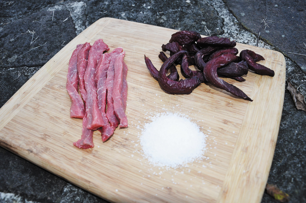 strips-of-jerky-and-raw-meat-with-salt