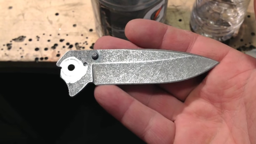 Knife refinishing steel blade acid etch diy 5