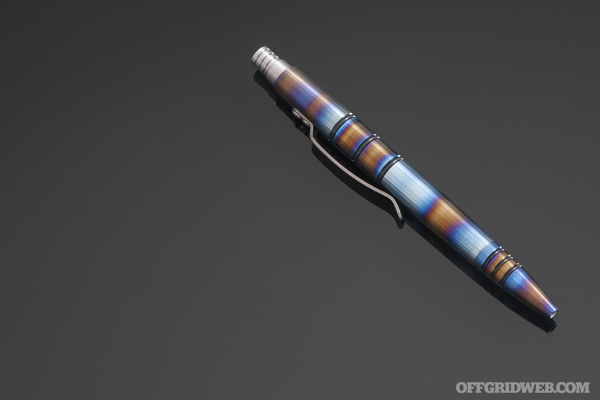 Tuff-Writer Mini Click Series Tactical Pen Tumbled Titanium New 