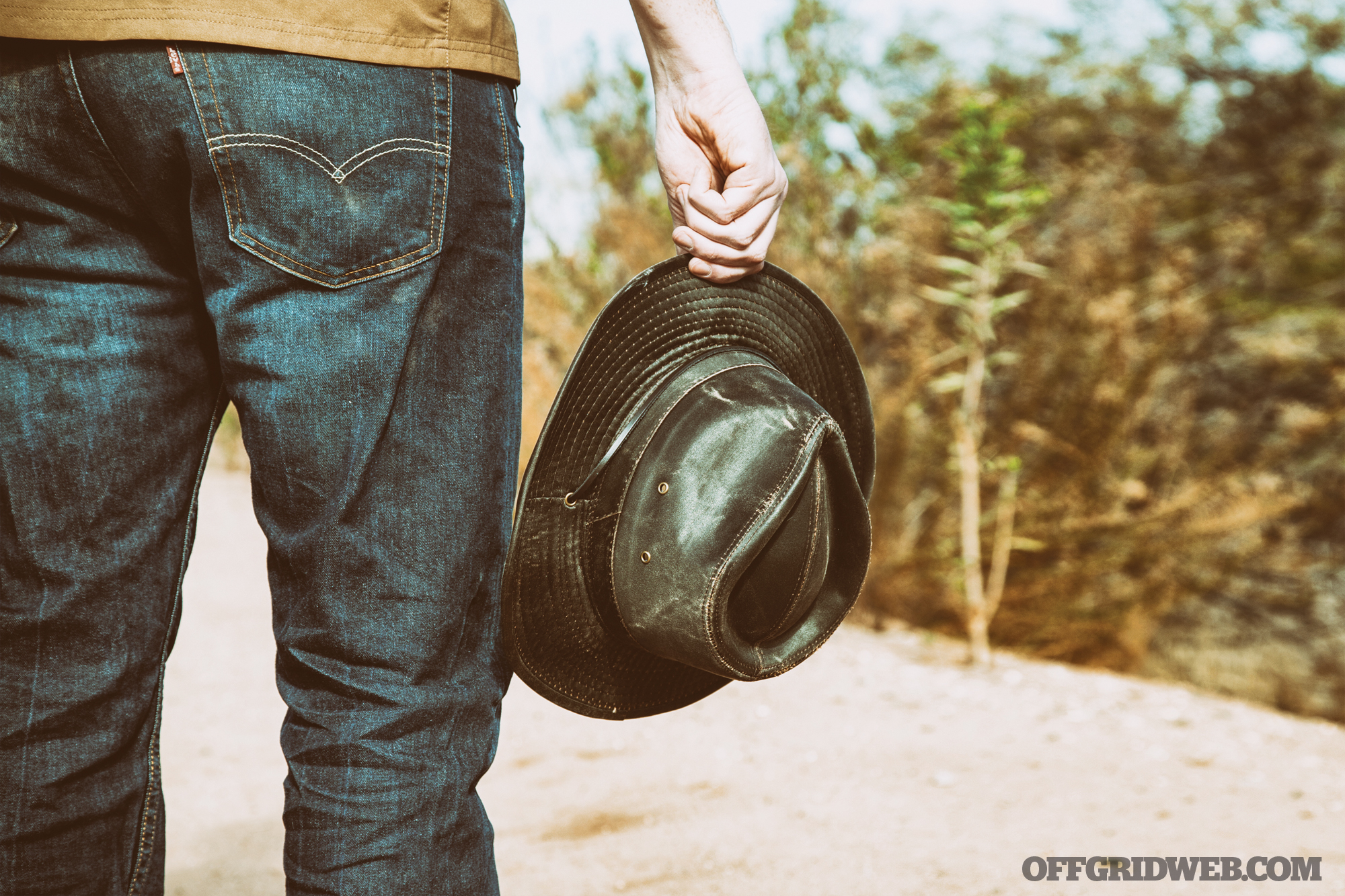 leather hiking hat