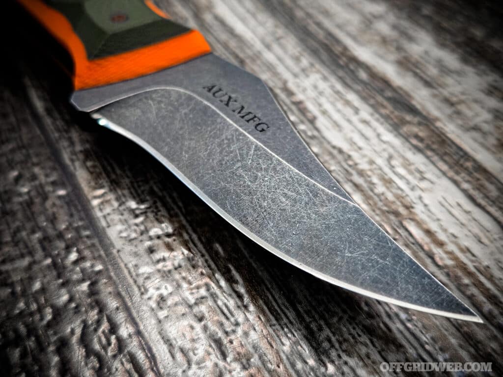 details of the Auxiliary Manufacturing pocket Bowie blade